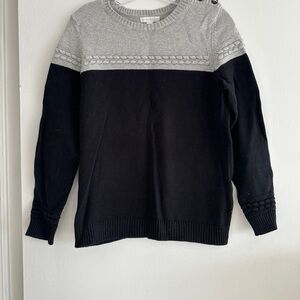 Charter Club Gray and black Sweater with Button Accent